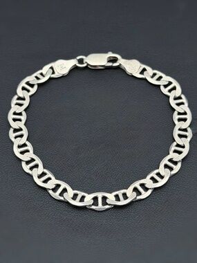 Italy 925 Sterling Silver Mariner Link Unisex Bracelet 7.25” 6.5mm